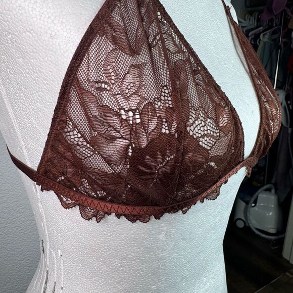 NWOT! Free People Intimately Free Everyday Lace Triangle Bra Burgundy Sz Medium - Picture 9 of 13